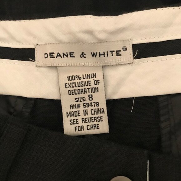Deane & White Women's Black 100% Linen Embroidered Flip Flop Capri Pants Size 8 - Picture 5 of 7